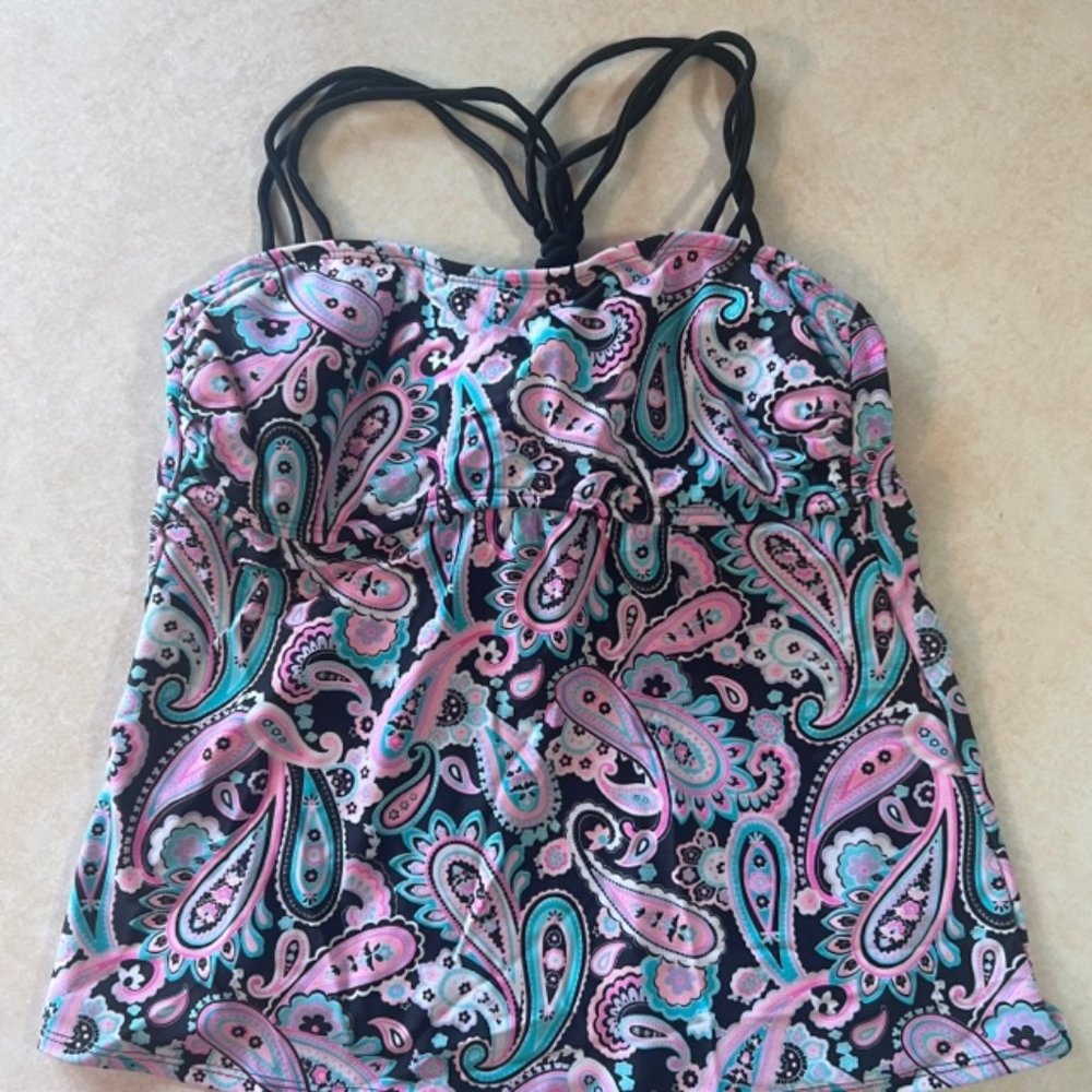 Arizona Jeans Co Paisley Swim Tankini Top sz M